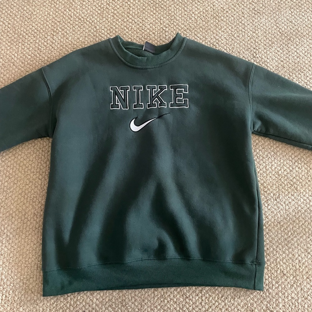 Vintage Nike Varsity Crewneck Green y2k 2000s fall comfy - Picture 1 of 3